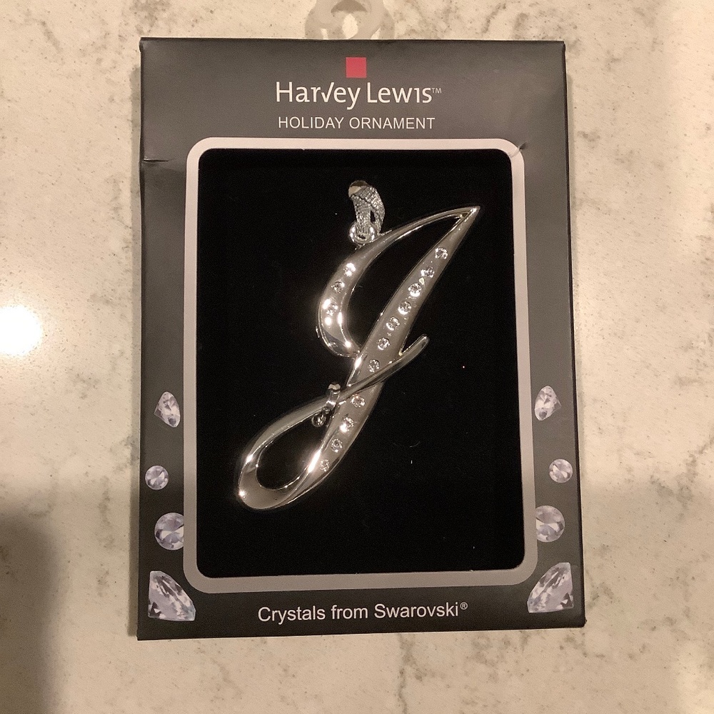 Swarovski crystal letter “J” ornament